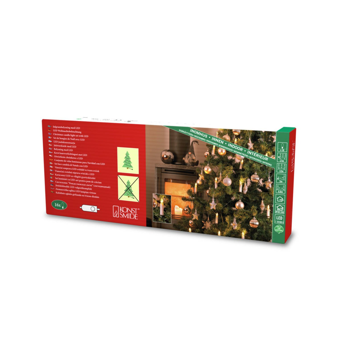 Parallellkopplad LED Varmvit DC Julgransbelysning 16 Lampor (12m)