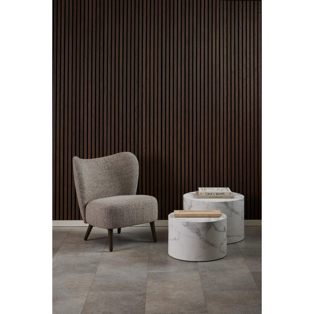 Dijon Soffbord Rund 40x58x58 cm Vit Carrara