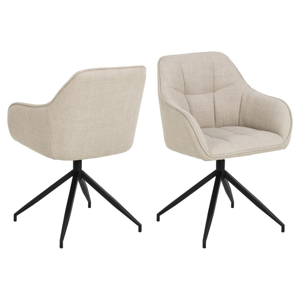 Laval Matstol med Armstöd Snurrfunktion Basel tyg Beige