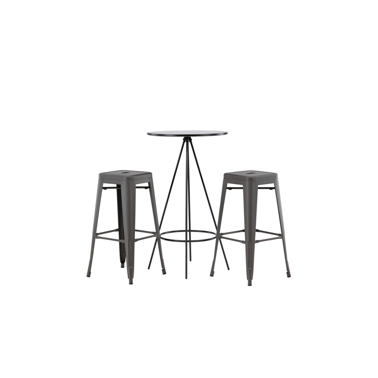 Bistro, Tempe Rund matgrupp Mörkgrå, Svart, ⌀60