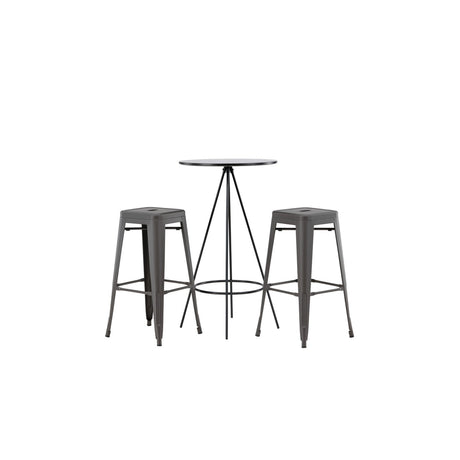 Bistro, Tempe Rund matgrupp Mörkgrå, Svart, ⌀60