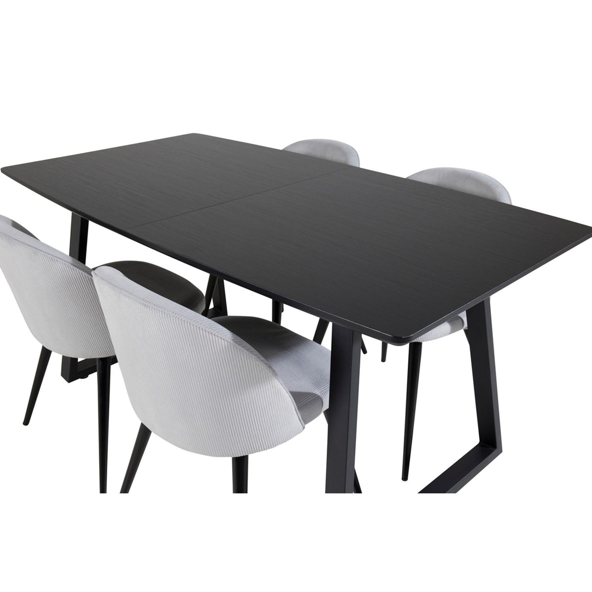 Inca, Velvet Rektangulär matgrupp Svart,Ljusgrå, Svart, 160 x 85