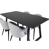 Inca, Velvet Rektangulär matgrupp Svart,Ljusgrå, Svart, 160 x 85