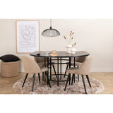 Copenhagen, Velvet Rund matgrupp Beige,Svart, Svart, ⌀140
