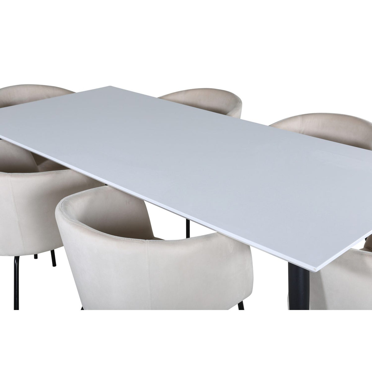 Jimmy, Berit Rektangulär matgrupp Beige, Svart, Svart,Vitt, 195 x 90