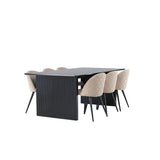 Vail, Velvet Rektangulär matgrupp Beige, Svart, Svart, 200 x 100