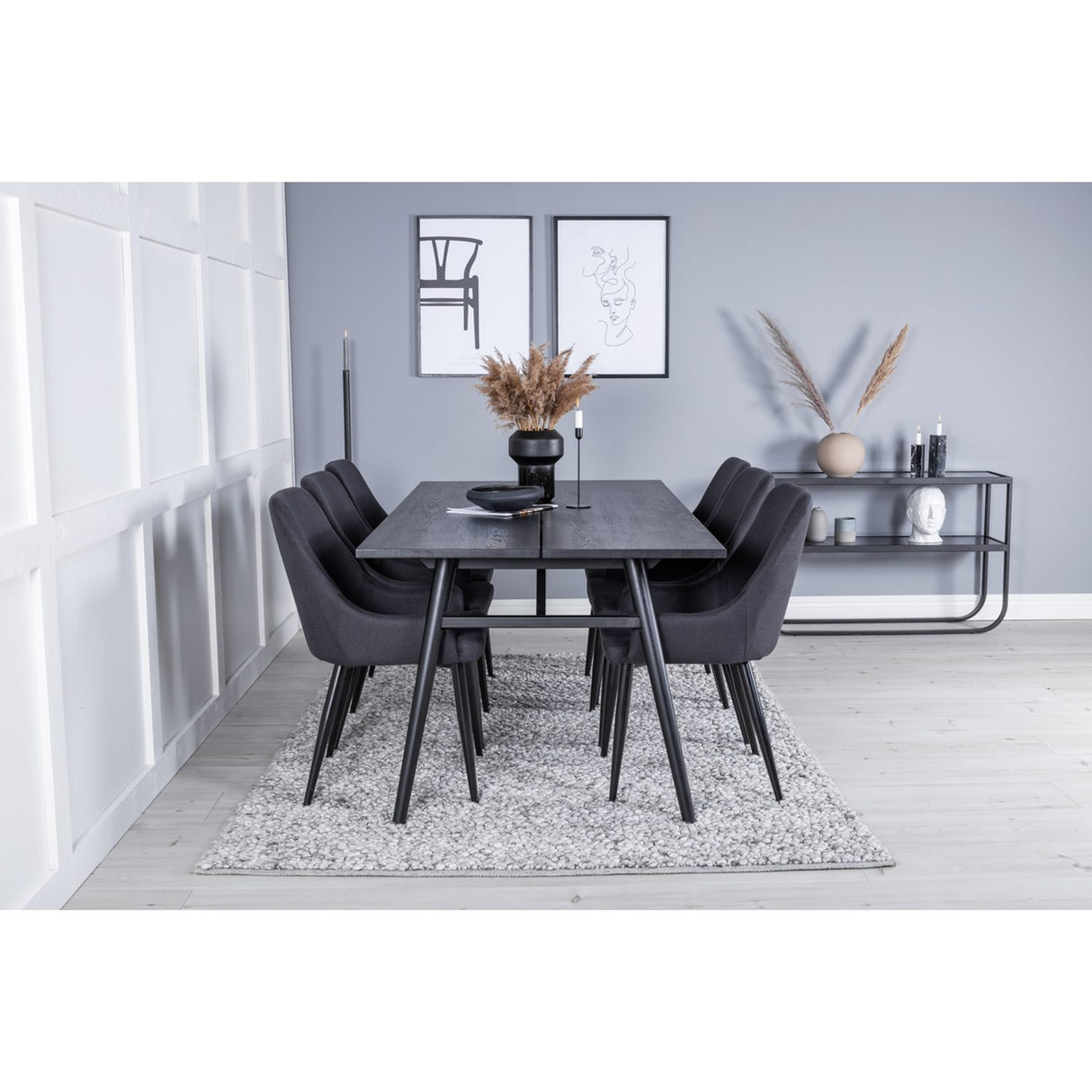 Sleek, Plaza Rektangulär matgrupp Svart, Svart, 195 x 95