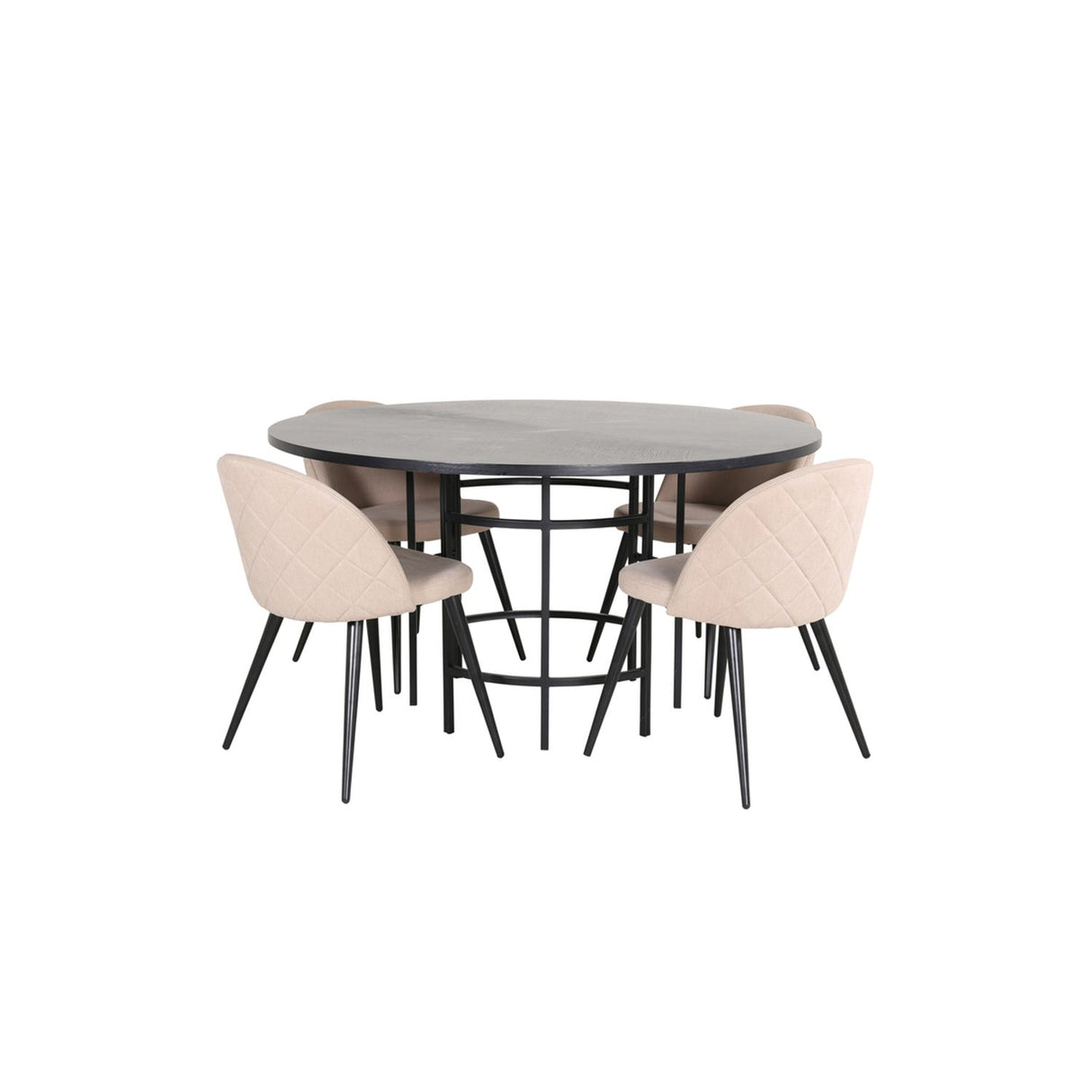 Copenhagen, Velvet Rund matgrupp Beige,Svart, Svart, ⌀140