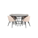 Copenhagen, Velvet Rund matgrupp Beige,Svart, Svart, ⌀140