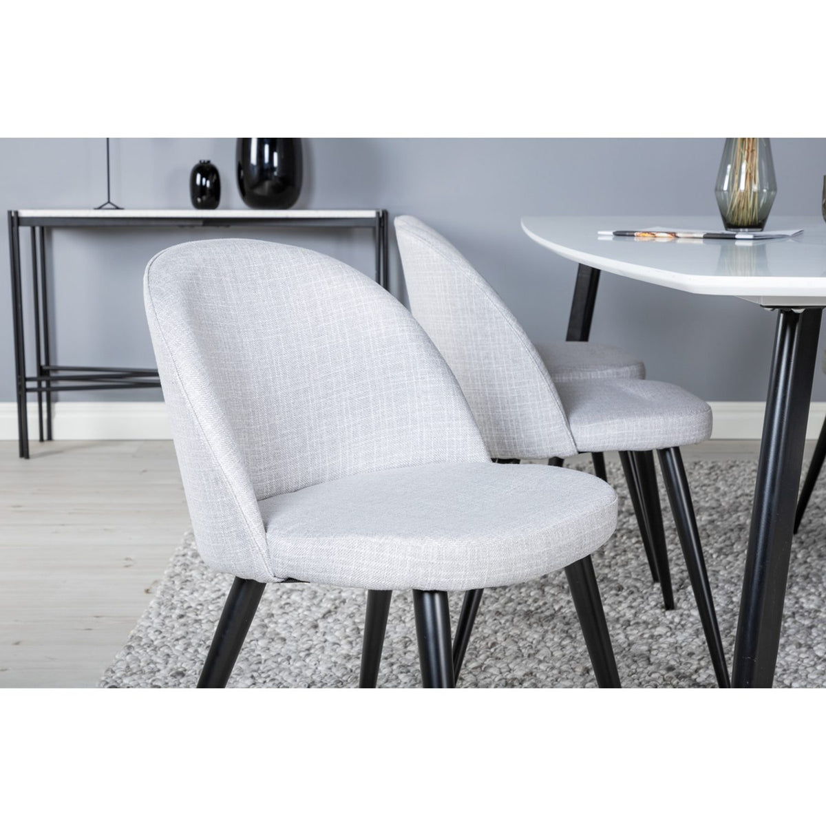 Polar, Velvet Rektangulär matgrupp Svart,Ljusgrå, Svart, Vit, 240 x 100