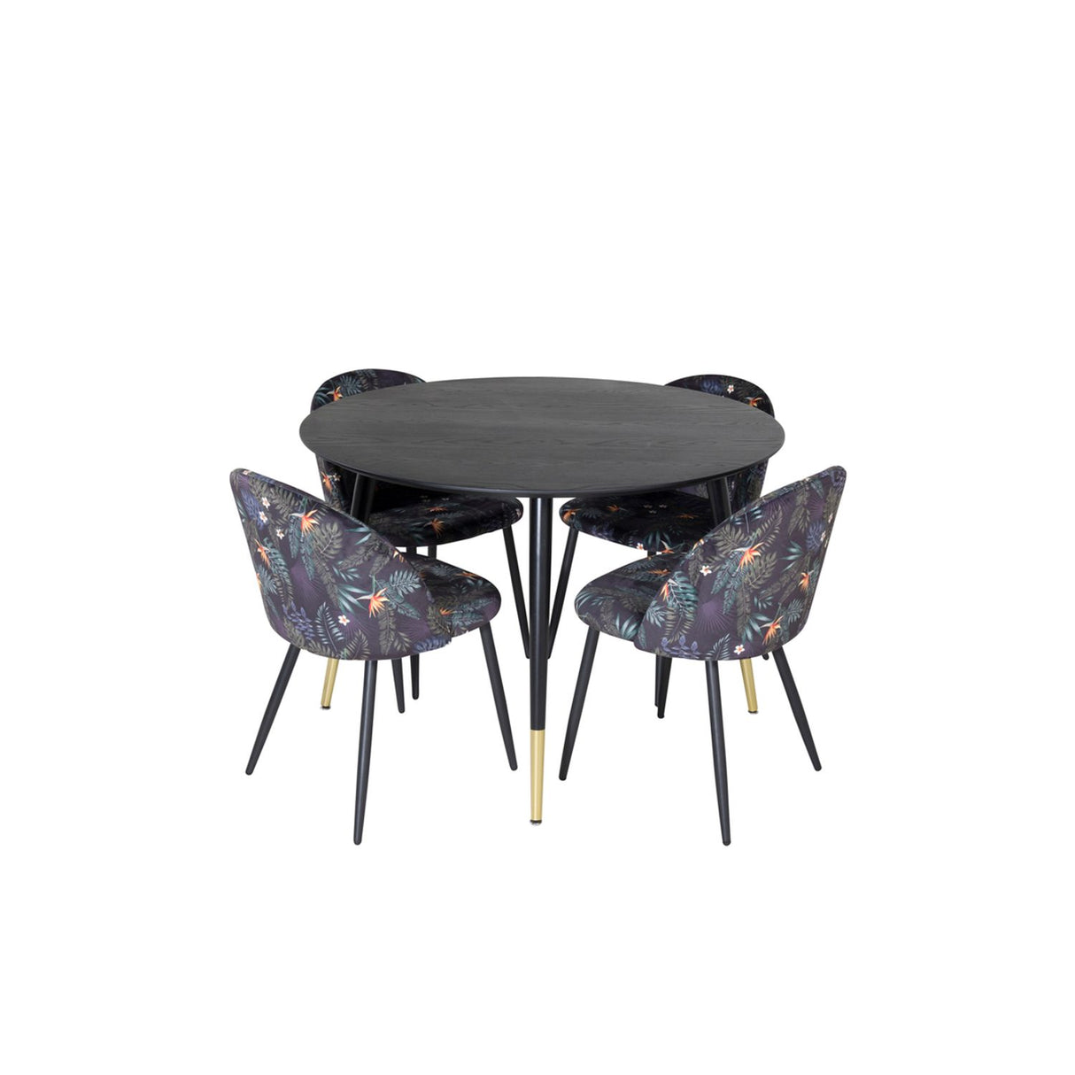 Dipp, Velvet Rund matgrupp Svart, Svart,Guld, ⌀115
