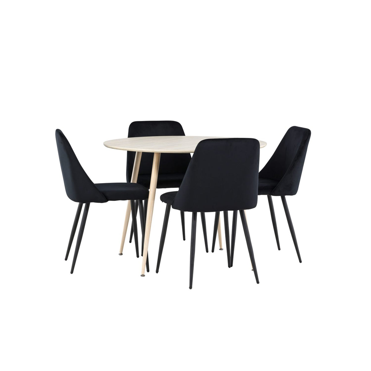 Plaza, Night Rund matgrupp Svart, Vitputsad, 4st
