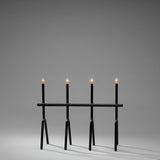 4 Ljus LED Svart Metall med Dimmer Elljusstake Liten