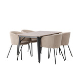 Tempe, Berit Rektangulär matgrupp Beige, Svart, Valnöt, 140 x 80