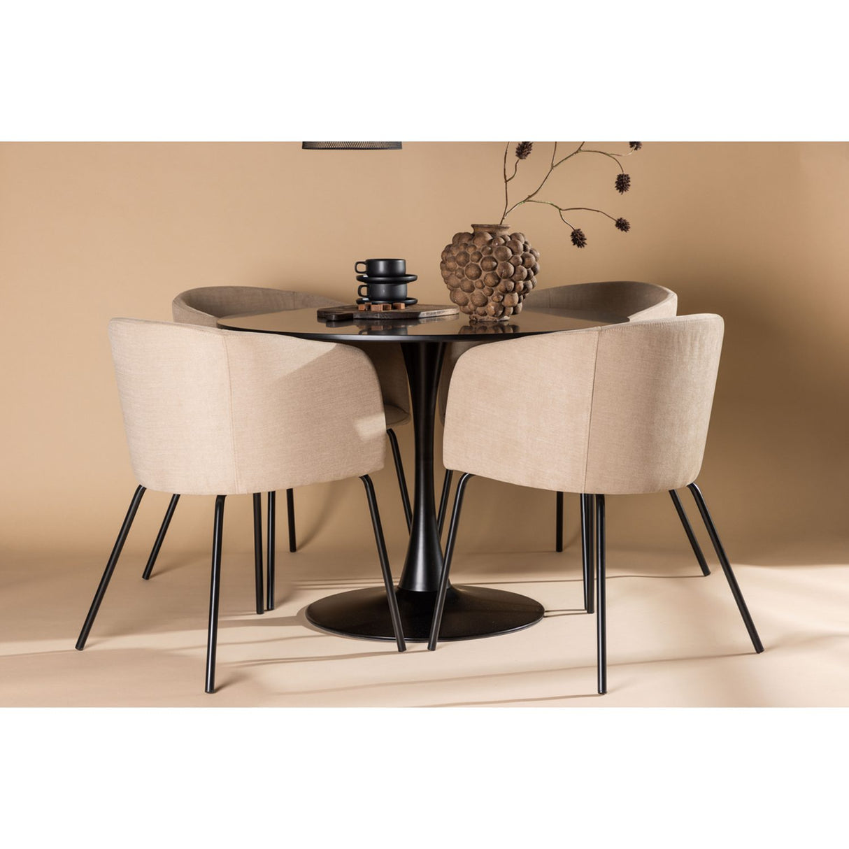 Glade, Berit Rund matgrupp Beige, Svart, Svart, ⌀100