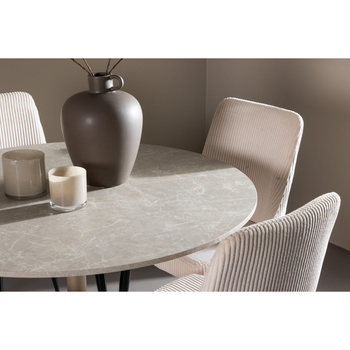 Lycke, Leone Rund matgrupp Beige,Svart, Beige, ⌀110