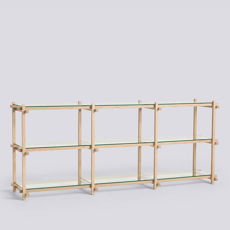Woody låg Hylla Såpad ek, Klart glas