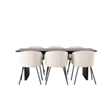 Vail, Berit Rektangulär matgrupp Beige, Svart, Svart, 200 x 100