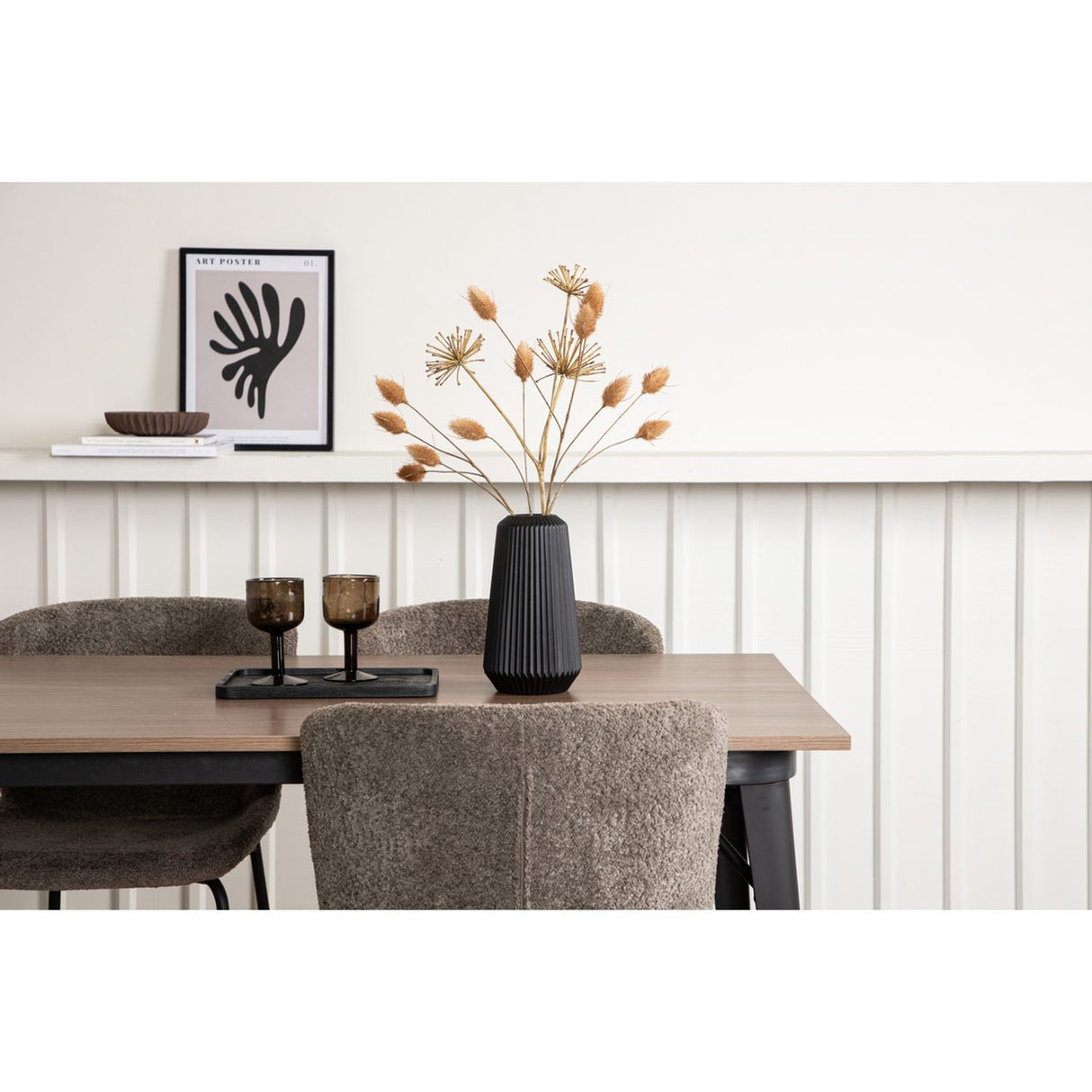 Tempe, Modesto Rektangulär matgrupp Beige, Svart, Valnöt, 140 x 80