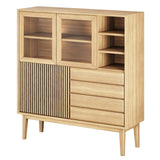 Broholm Högskåp Lameller 124x133 cm Oljad Ek