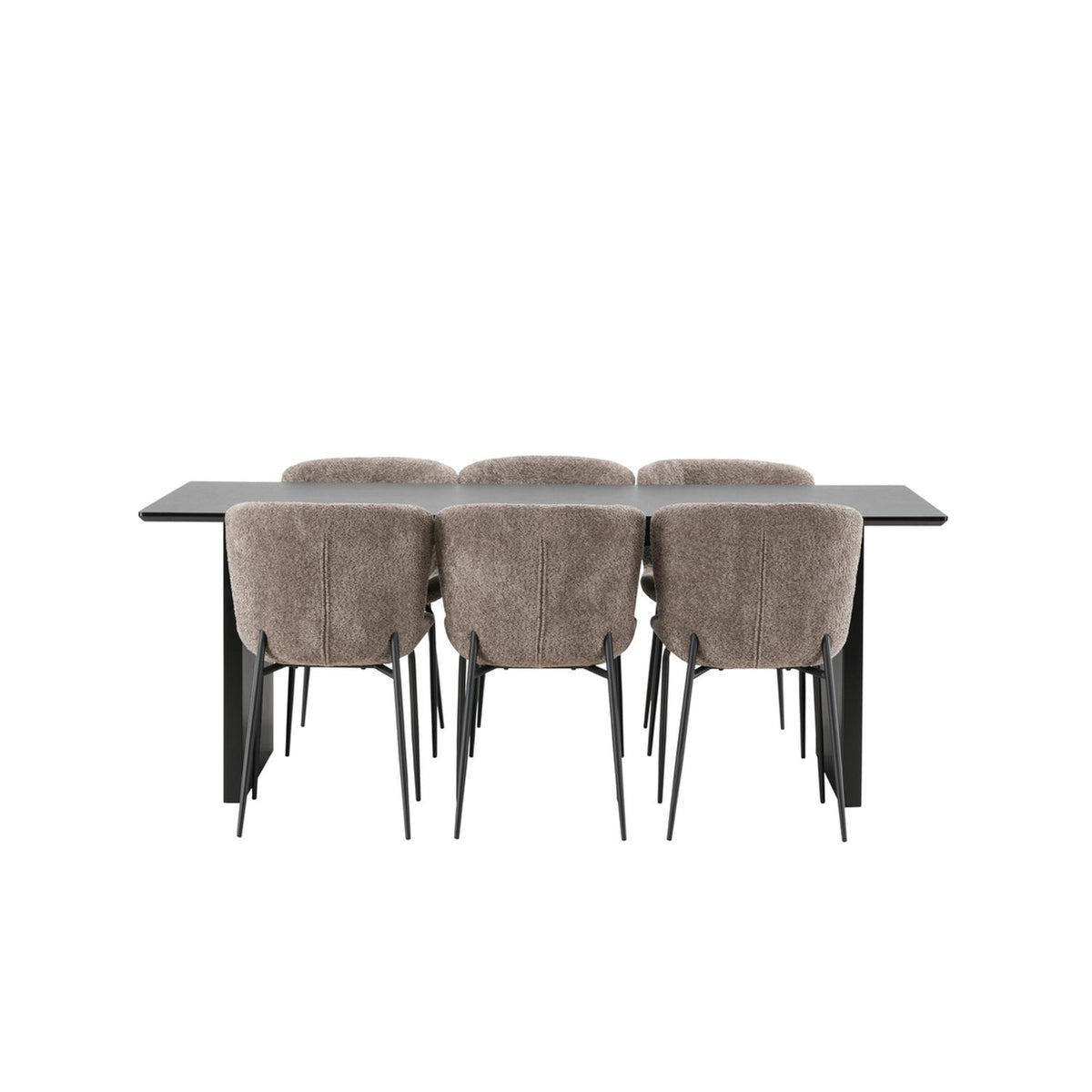 Vail, Modesto Rektangulär matgrupp Beige, Svart, Svart, 200 x 100
