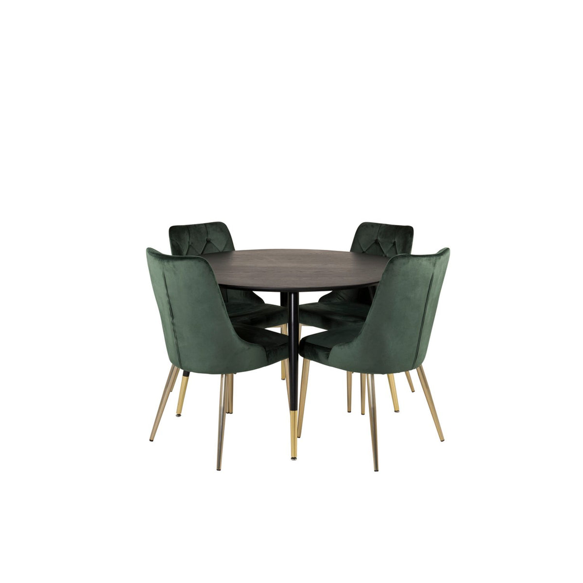 Dipp, Velvet Deluxe Rund matgrupp Guld,Grön, Svart, Guld, ⌀115