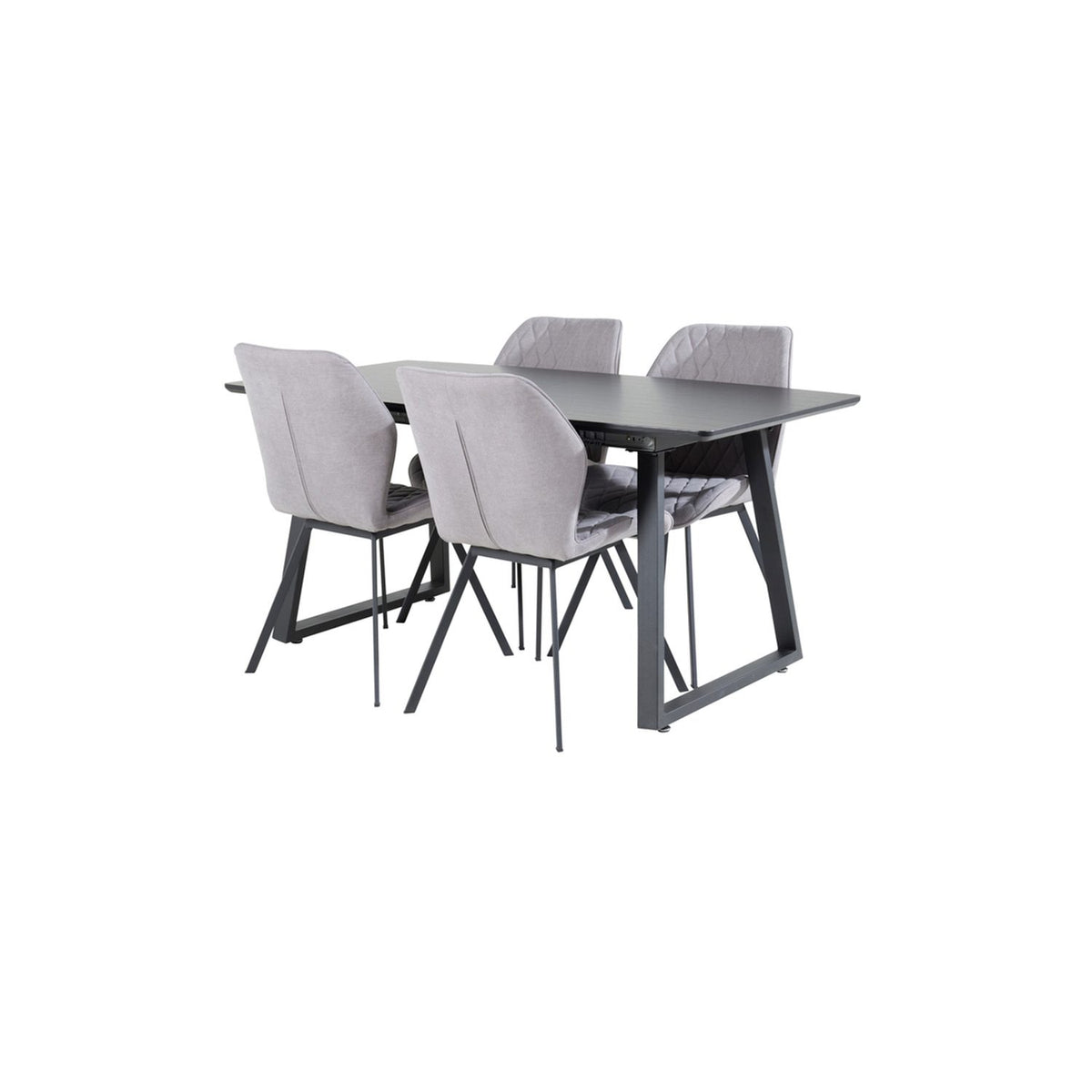 Inca, Gemma Rektangulär matgrupp Svart,Grå, Svart, 160 x 85