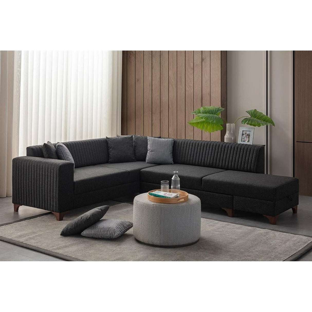 Harare (125 x 190 cm) Bäddsoffa, hörn Antracit, Höger