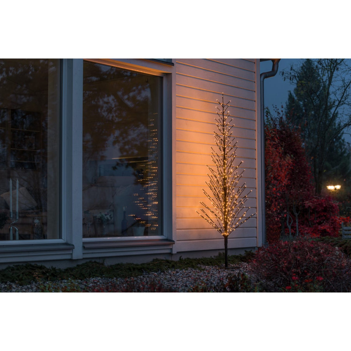 Svart träd 150 cm LED Steady/firefly Ljusdekoration Ute 210 cm