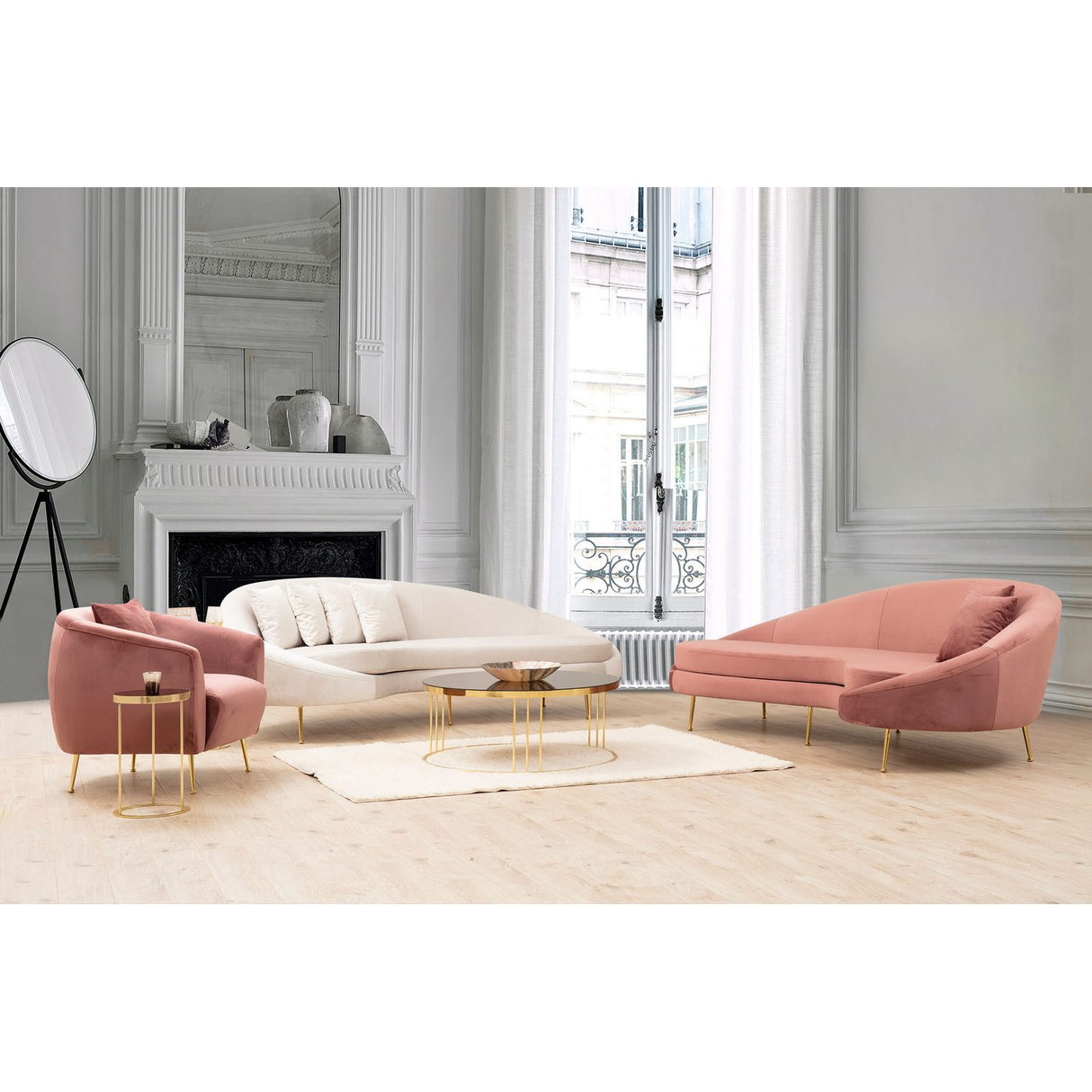 Oslo (255 x 120 x 85 cm) 3-sitssoffa Beige, Vänster