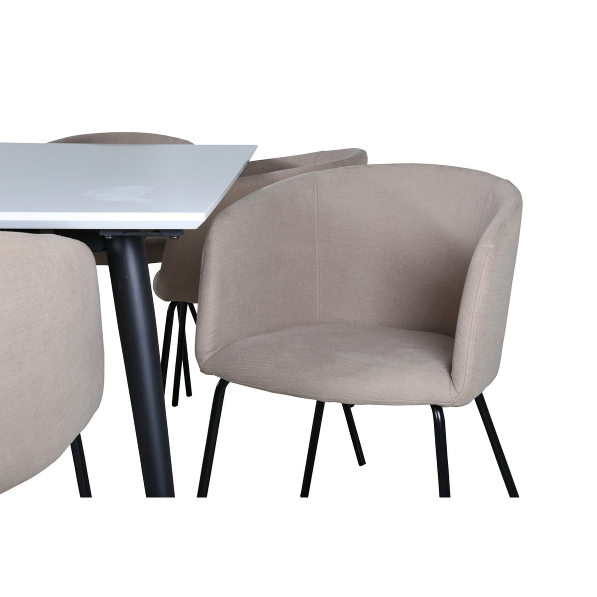 Jimmy, Berit Rektangulär matgrupp Beige, Svart, Svart,Vitt, 195 x 90