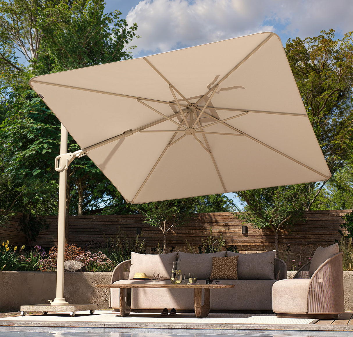 Nexus T2 Frihängande Parasoll 300x300 Anthracite / Havana