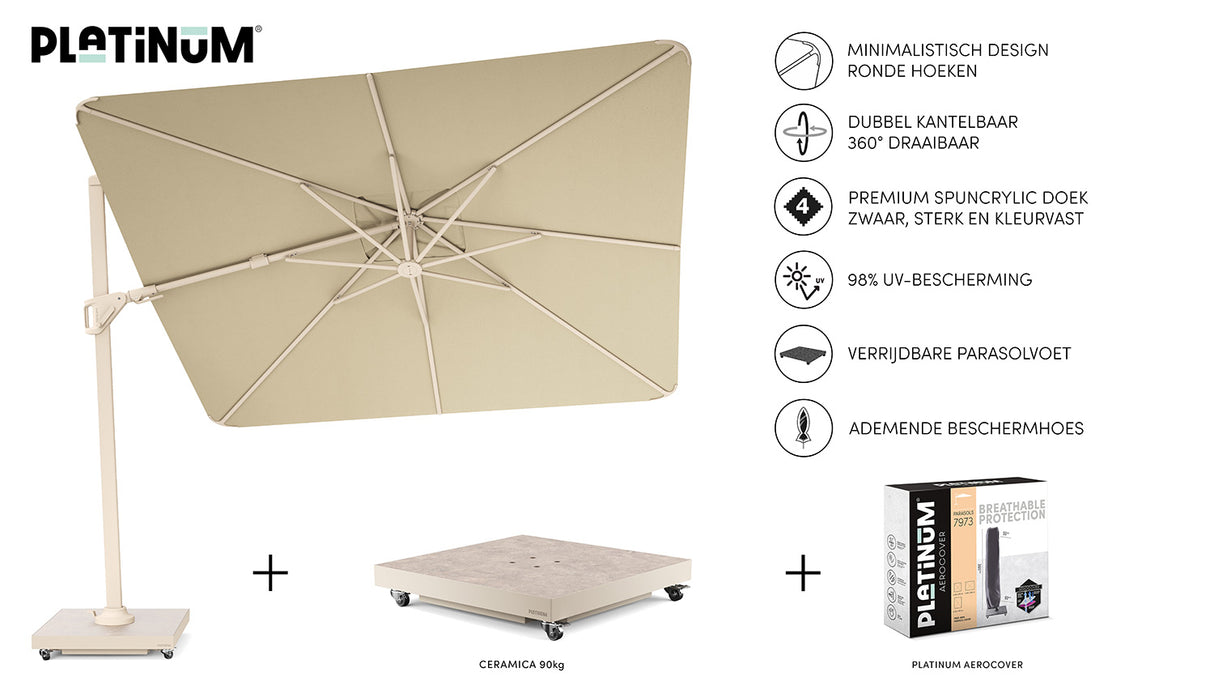 Nexus T2 Frihängande Parasoll 300x300 Sandstone / Champagne