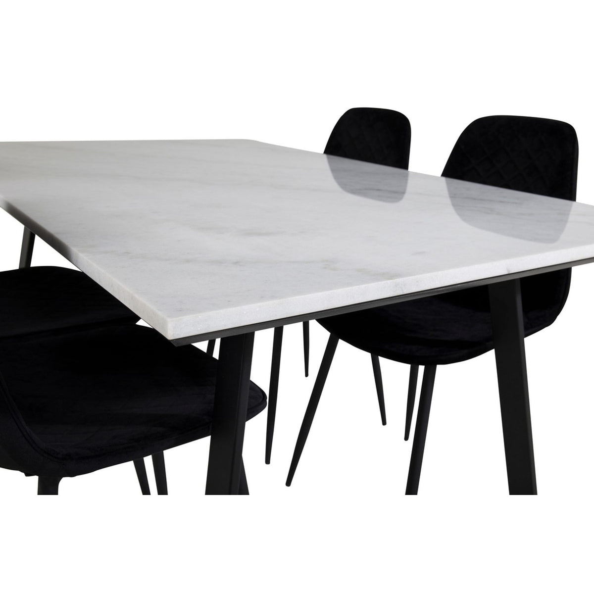 Estelle, Polar Rektangulär matgrupp Svart, Svart, vit, 140 x 90