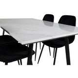 Estelle, Polar Rektangulär matgrupp Svart, Svart, vit, 140 x 90