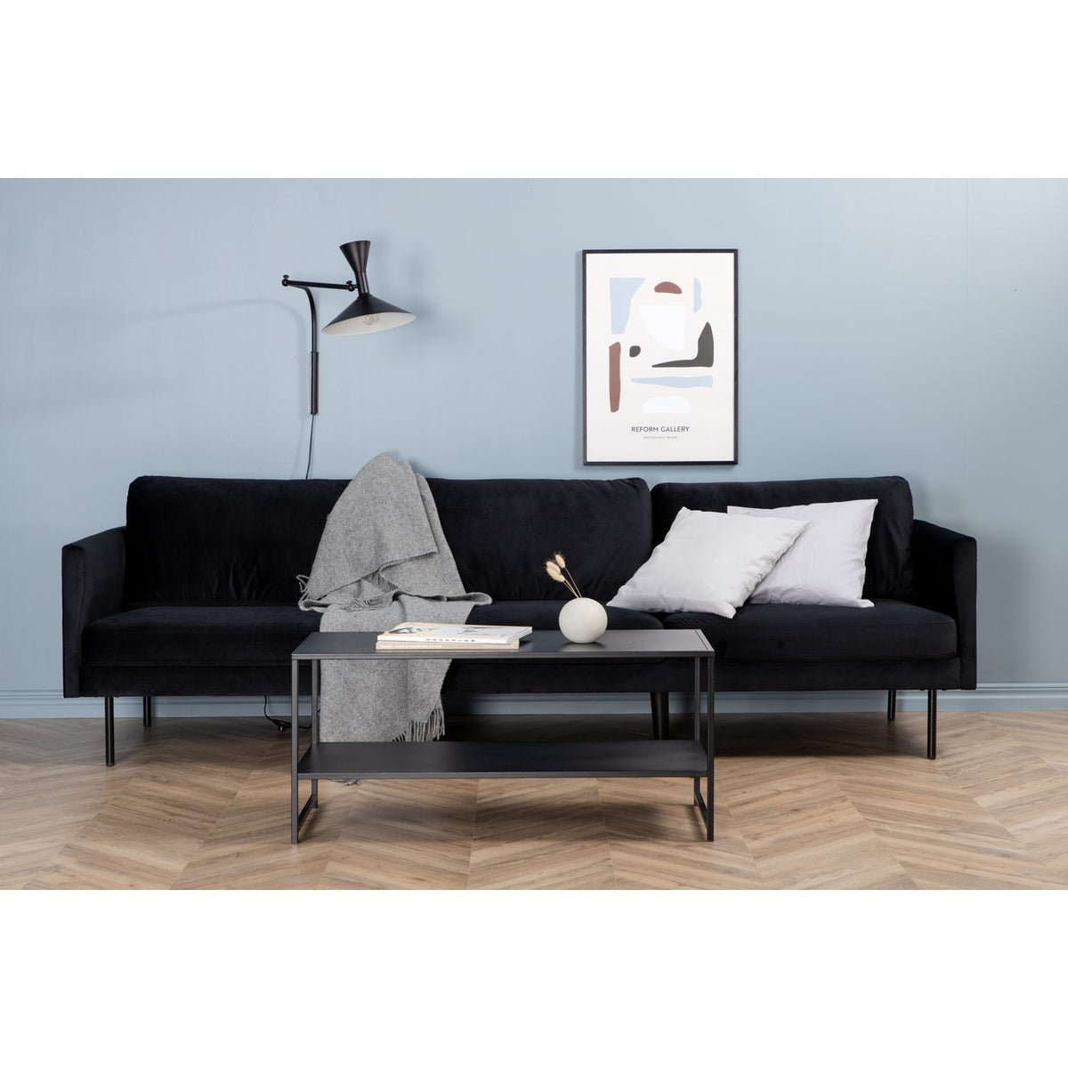 Zoom 3-sitssoffa Svart, Polyestersammet