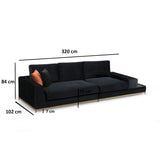 Line med sidobord (320 x 102 x 84 cm) Svart Guld 4-sitssoffa