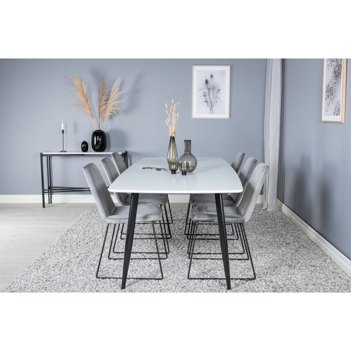 Polar, Muce Rektangulär matgrupp Svart,Grå, Svart, Vit, 240 x 100