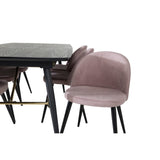 Gold, Velvet Rektangulär matgrupp Svart,Dammig rosa, Svart, 180 x 85