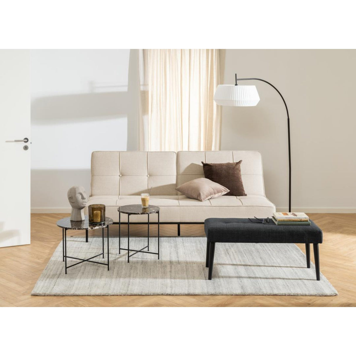 Perugia Bäddsoffa 87x198x95 cm Basel tyg Beige
