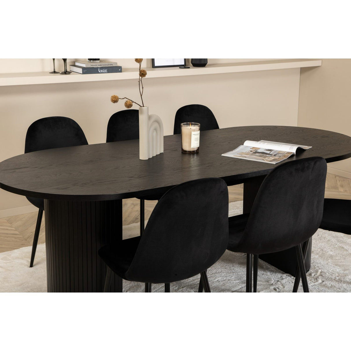 Bianca, Polar Oval matgrupp Svart, Svart, 200 x 90