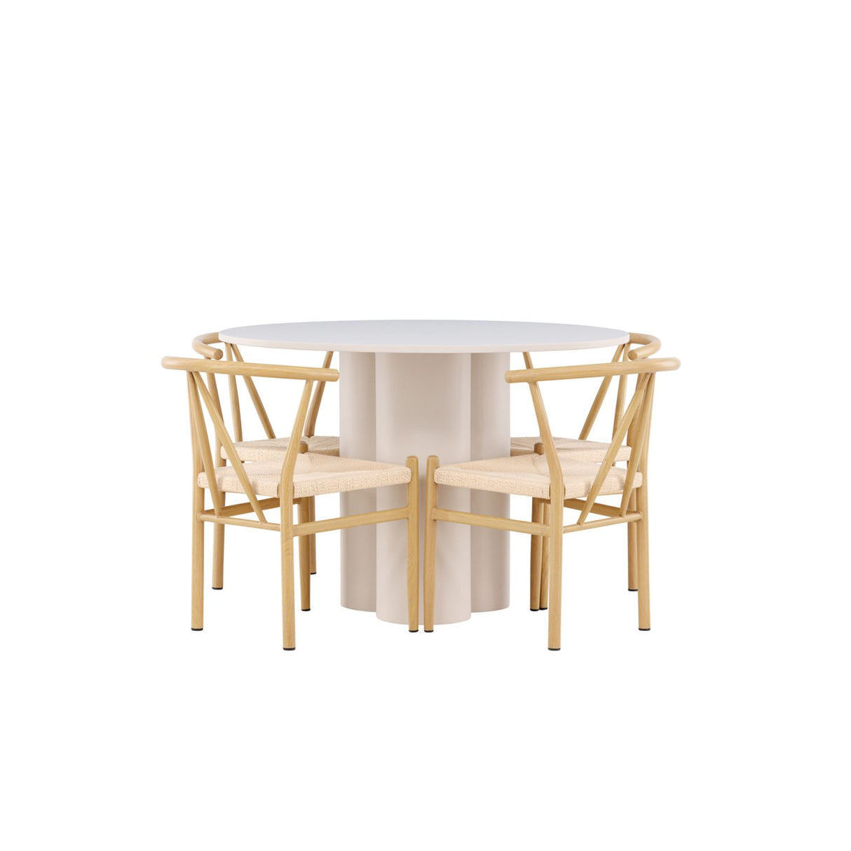 Olivia, Alfons Rund matgrupp Natur, Beige, ⌀110