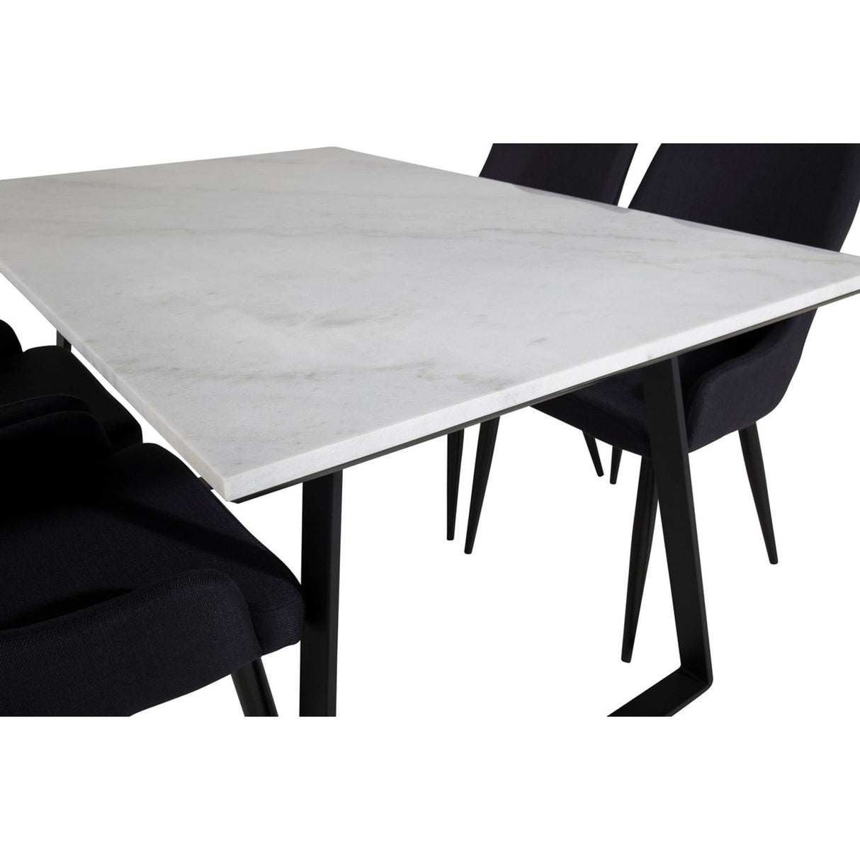 Estelle, Plaza Rektangulär matgrupp Svart, Svart, vit, 140 x 90