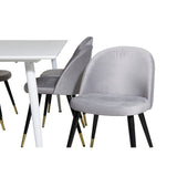 Polar, Velvet Rektangulär matgrupp Svart,Guld,Grå, Vit, 180 x 90