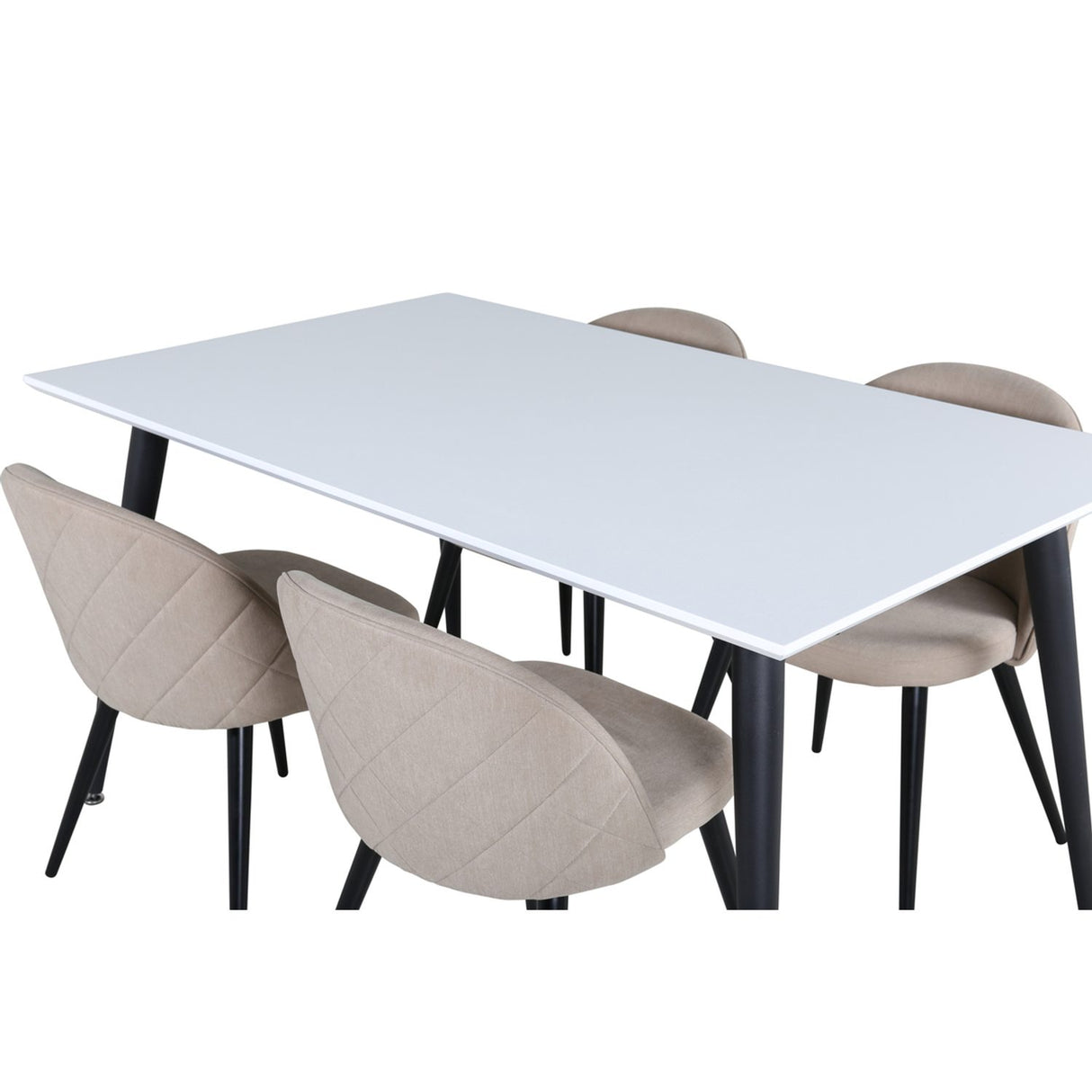 Jimmy, Velvet Rektangulär matgrupp Beige, Svart, Svart,Vitt, 150 x 90