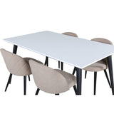 Jimmy, Velvet Rektangulär matgrupp Beige, Svart, Svart,Vitt, 150 x 90