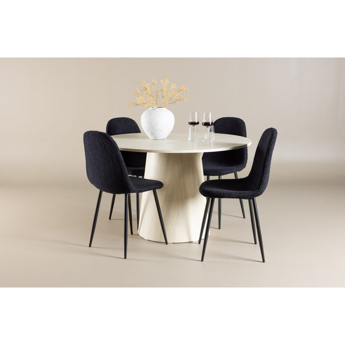 Lanzo, Polar Rund matgrupp Svart, Vitlaserad, ⌀120