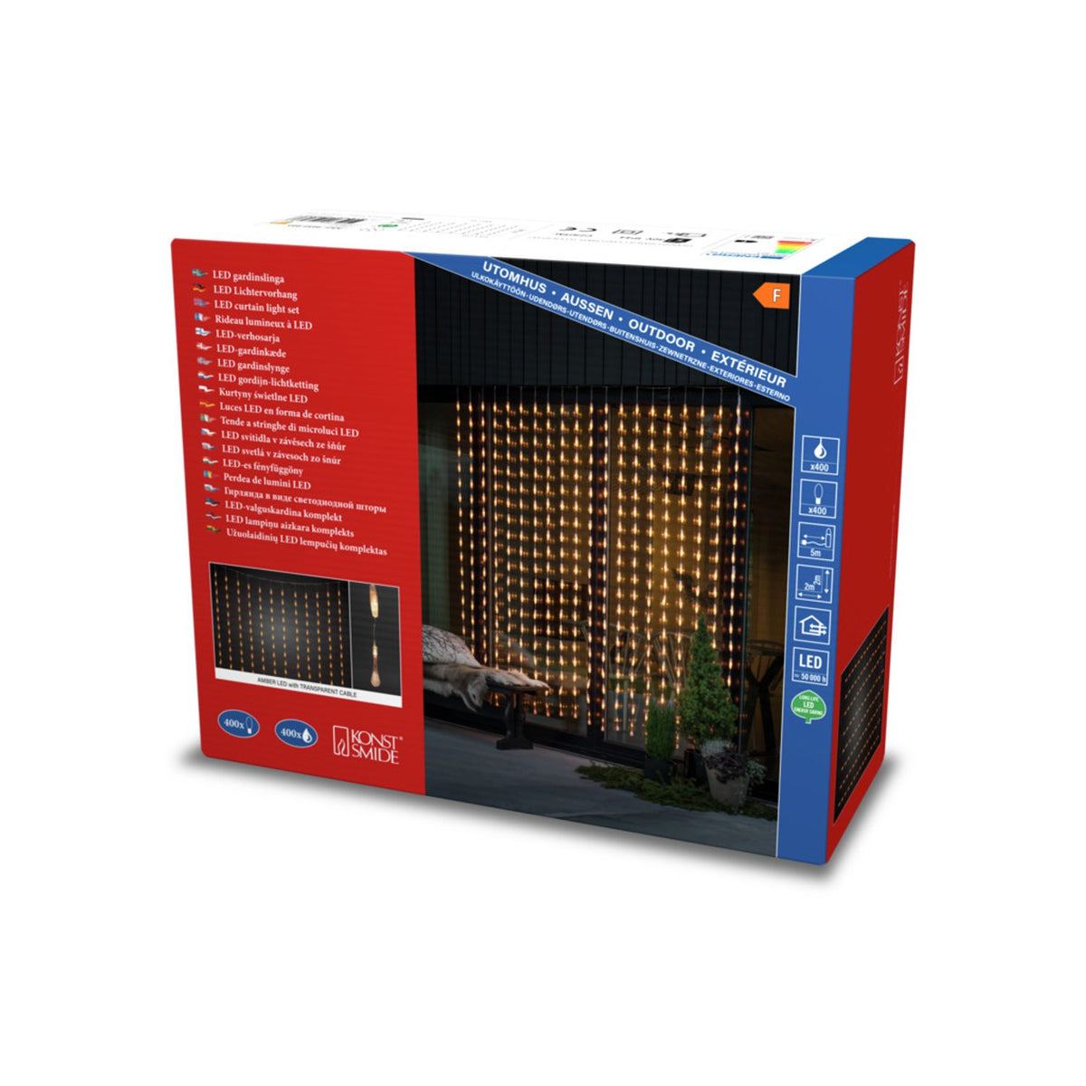 Gardin Droppar LED Ljusslinga Ute 200x200 cm, Amber