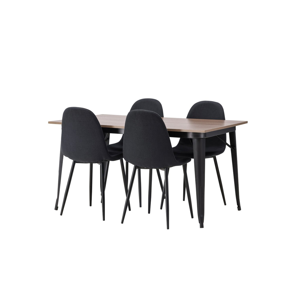 Tempe, Polar Rektangulär matgrupp Svart, Valnöt, 140 x 80