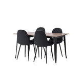 Tempe, Polar Rektangulär matgrupp Svart, Valnöt, 140 x 80